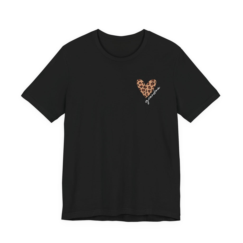 Leopard Heart Grandma T-Shirt Personalized