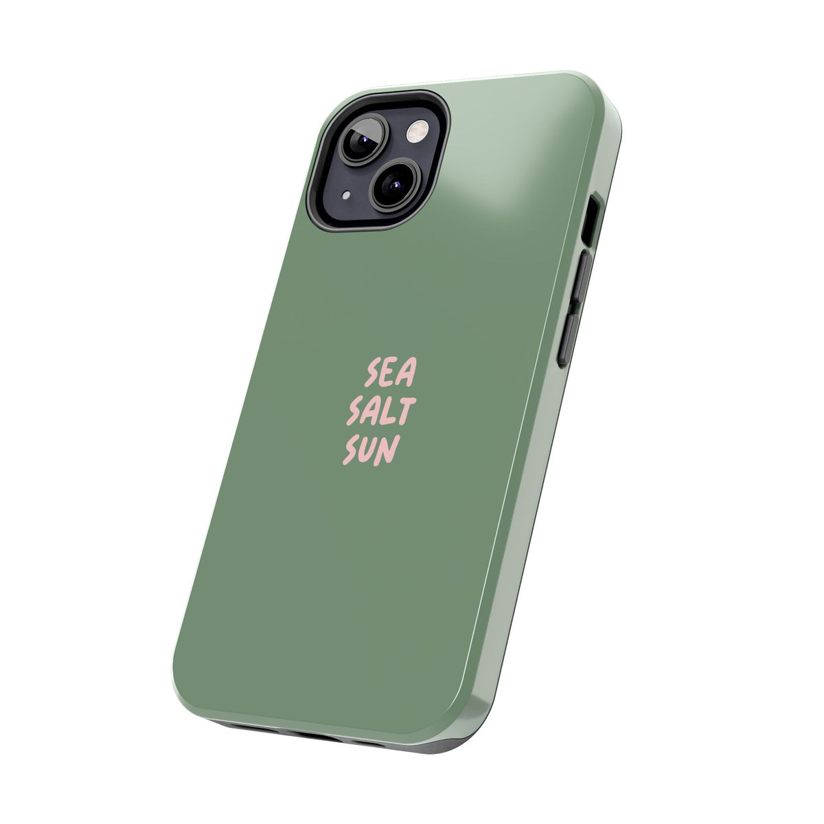 Funda de teléfono color verde con texto personalizado