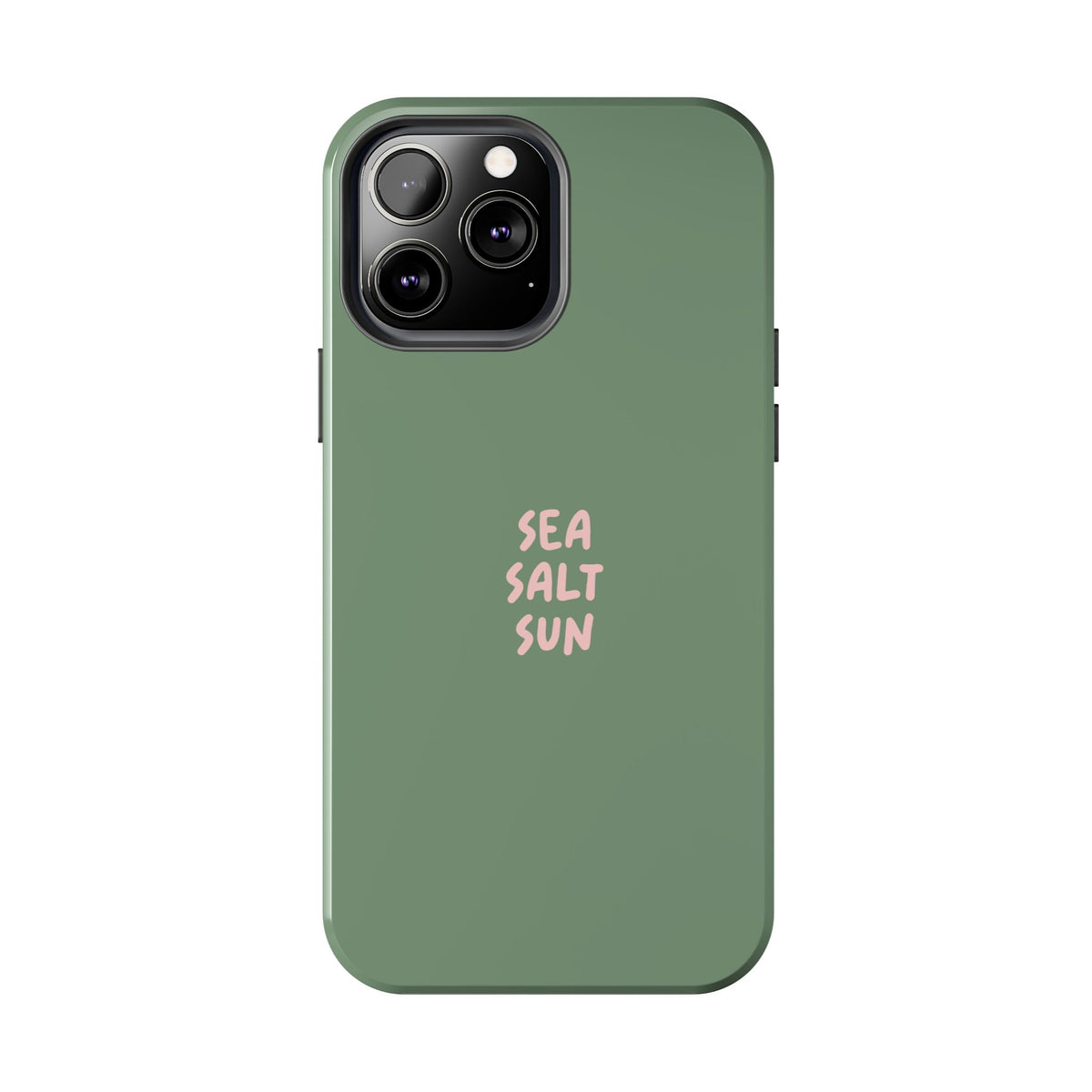 Funda de teléfono color verde con texto personalizado