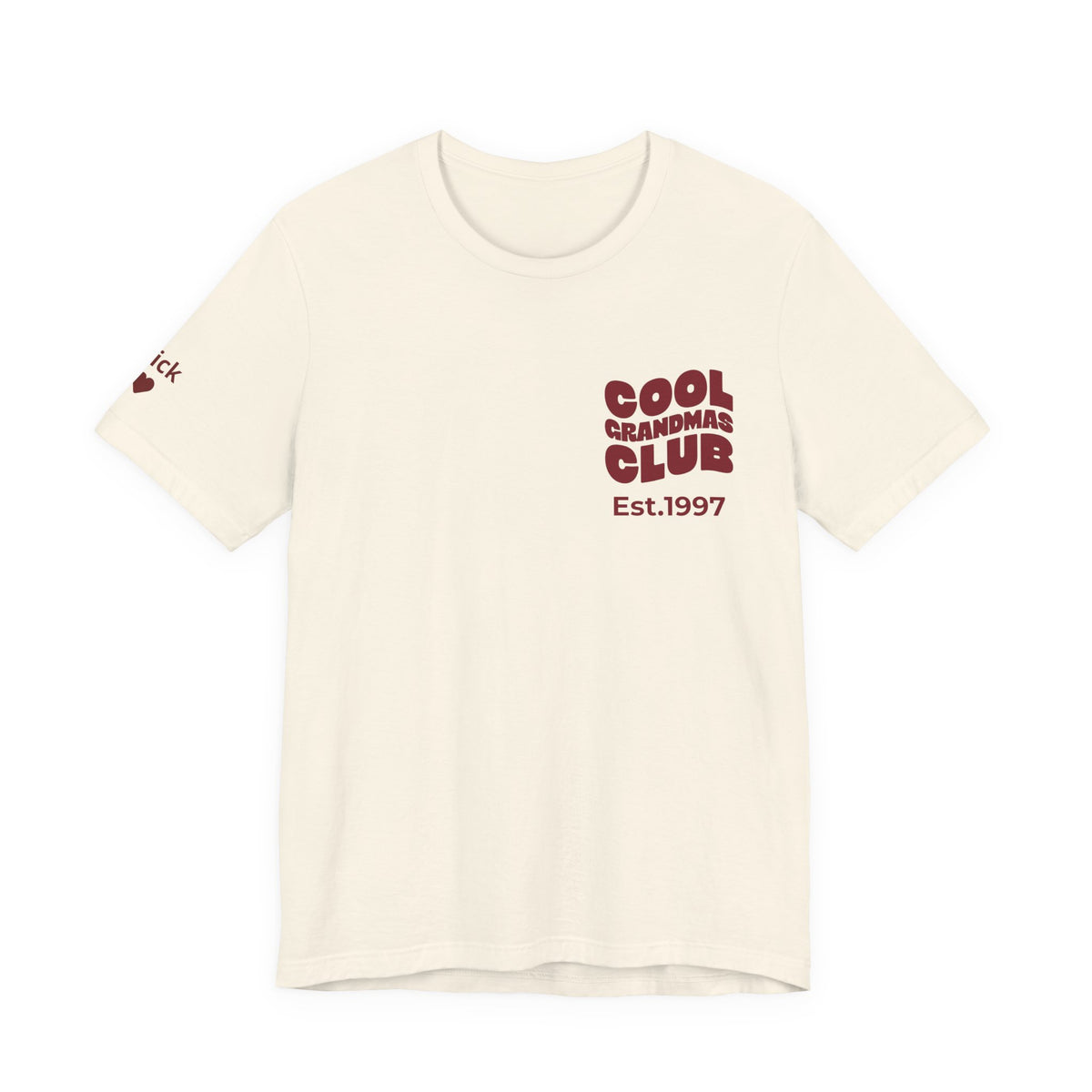 Camiseta Club de Abuelas Geniales y Nombres de Nietos en la Manga
