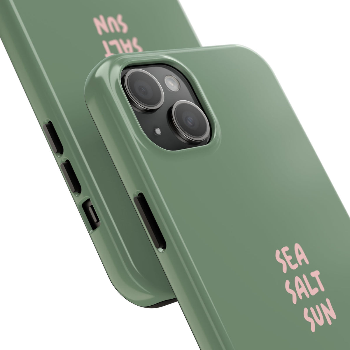 Funda de teléfono color verde con texto personalizado