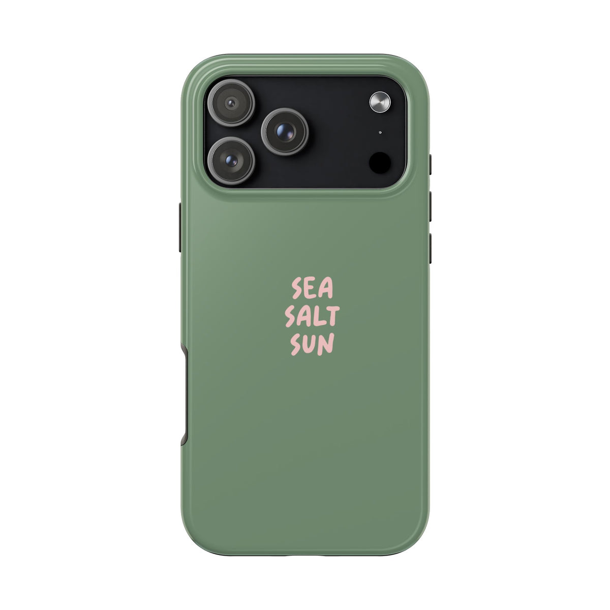 Funda de teléfono color verde con texto personalizado