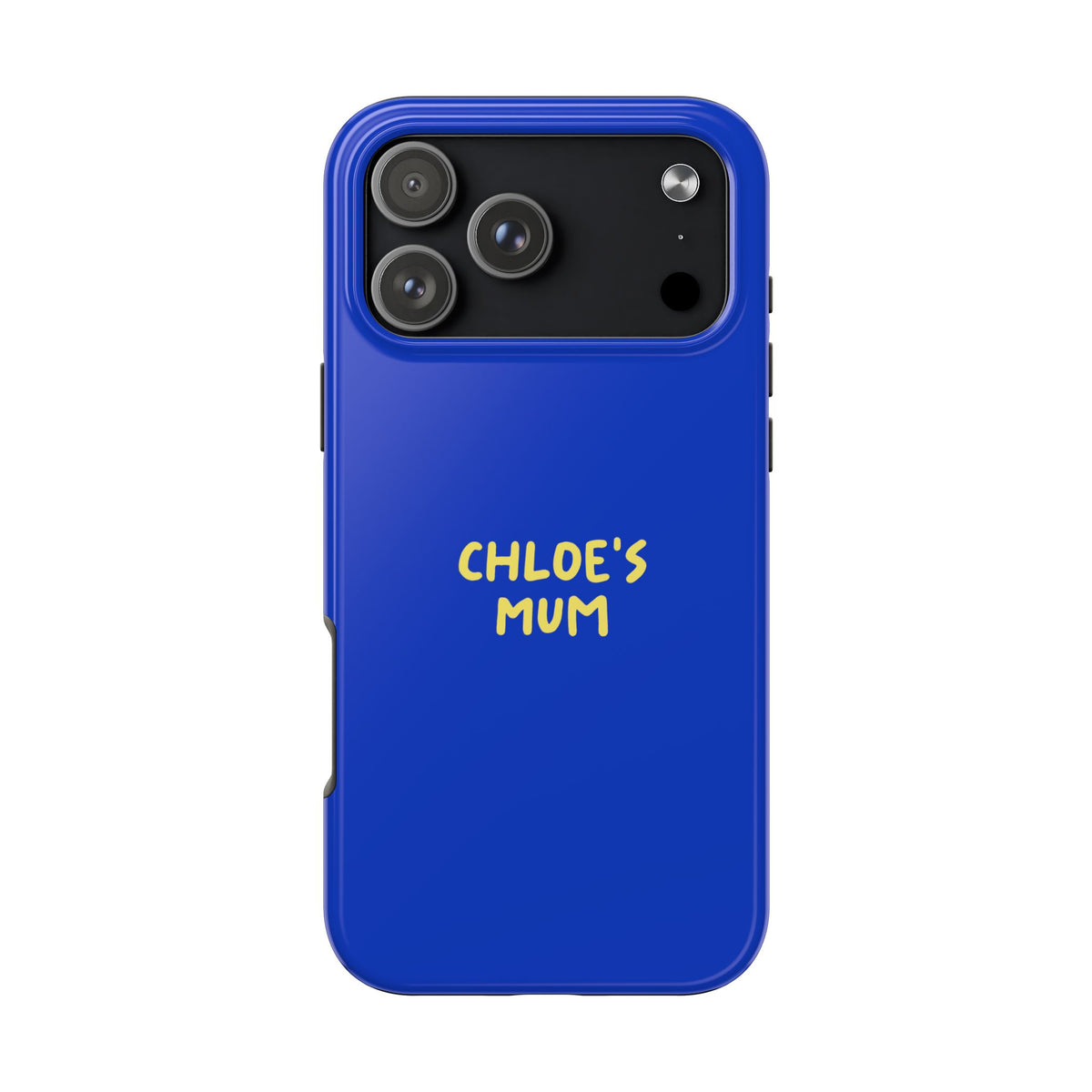 Funda de teléfono azul con texto personalizado