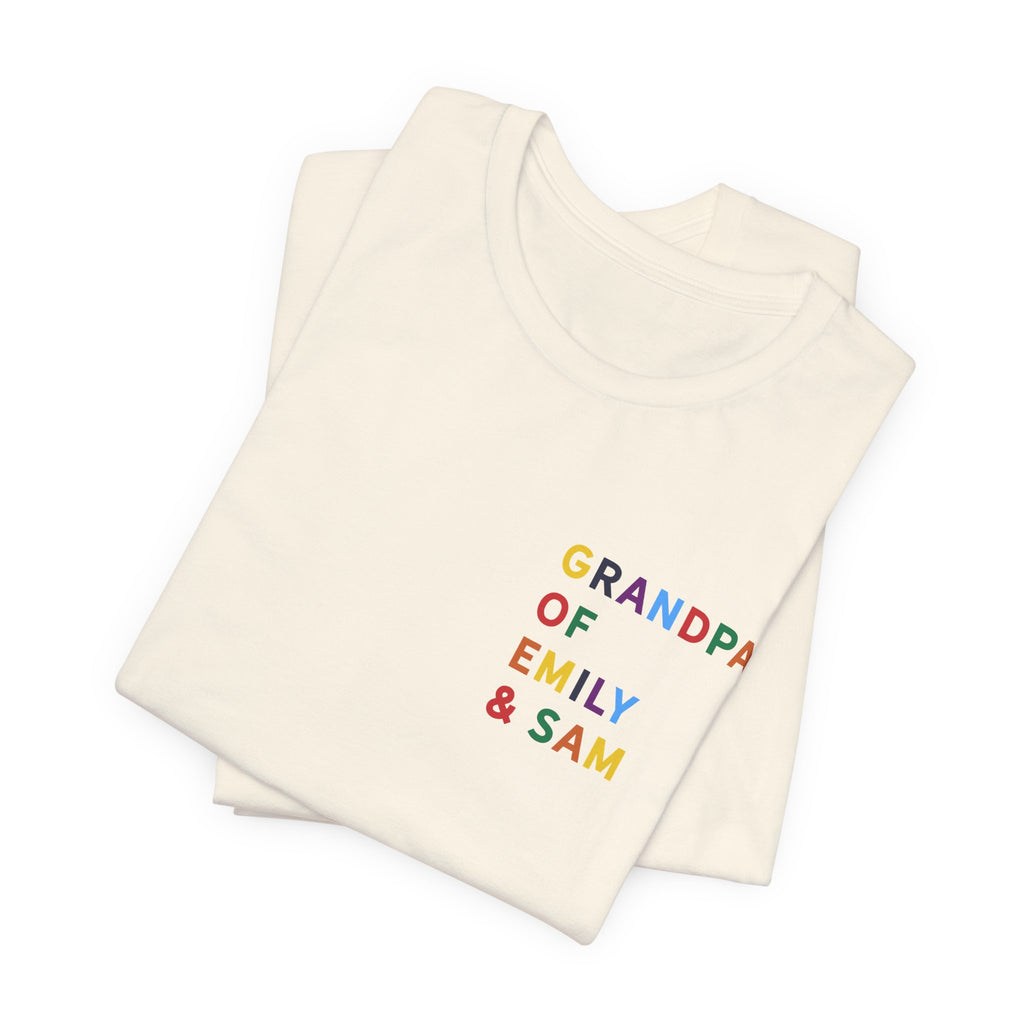 Grandpa Shirt with Multicolored Grandchildren's Names