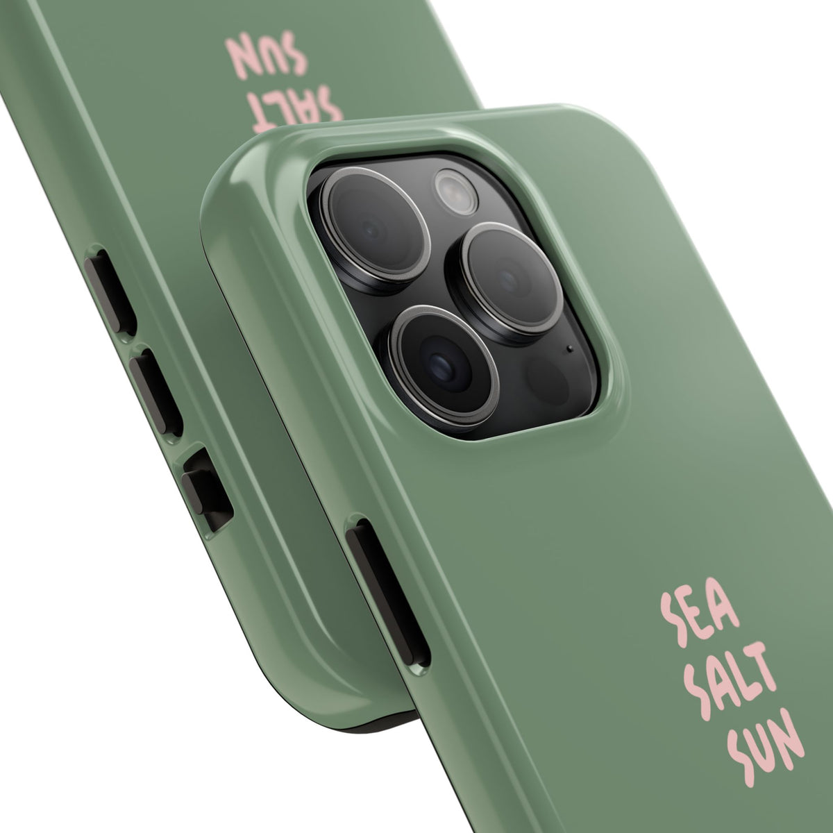 Funda de teléfono color verde con texto personalizado