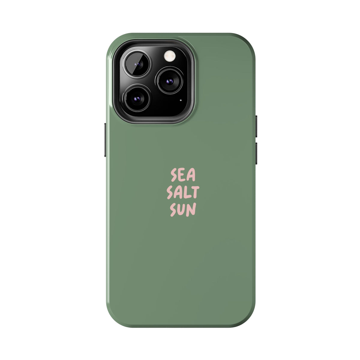 Funda de teléfono color verde con texto personalizado