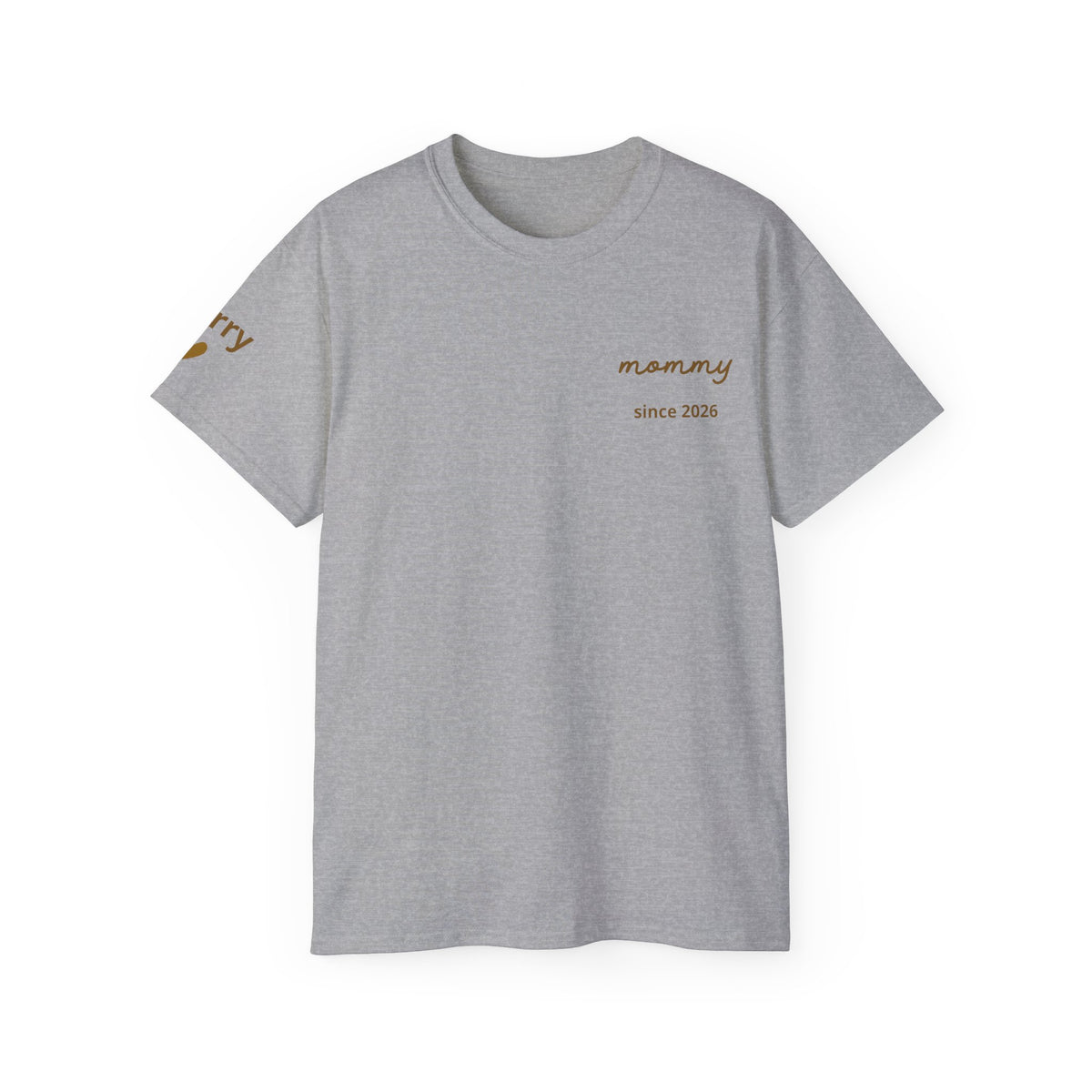 T-shirt Mom since date on heart and first names on sleeve