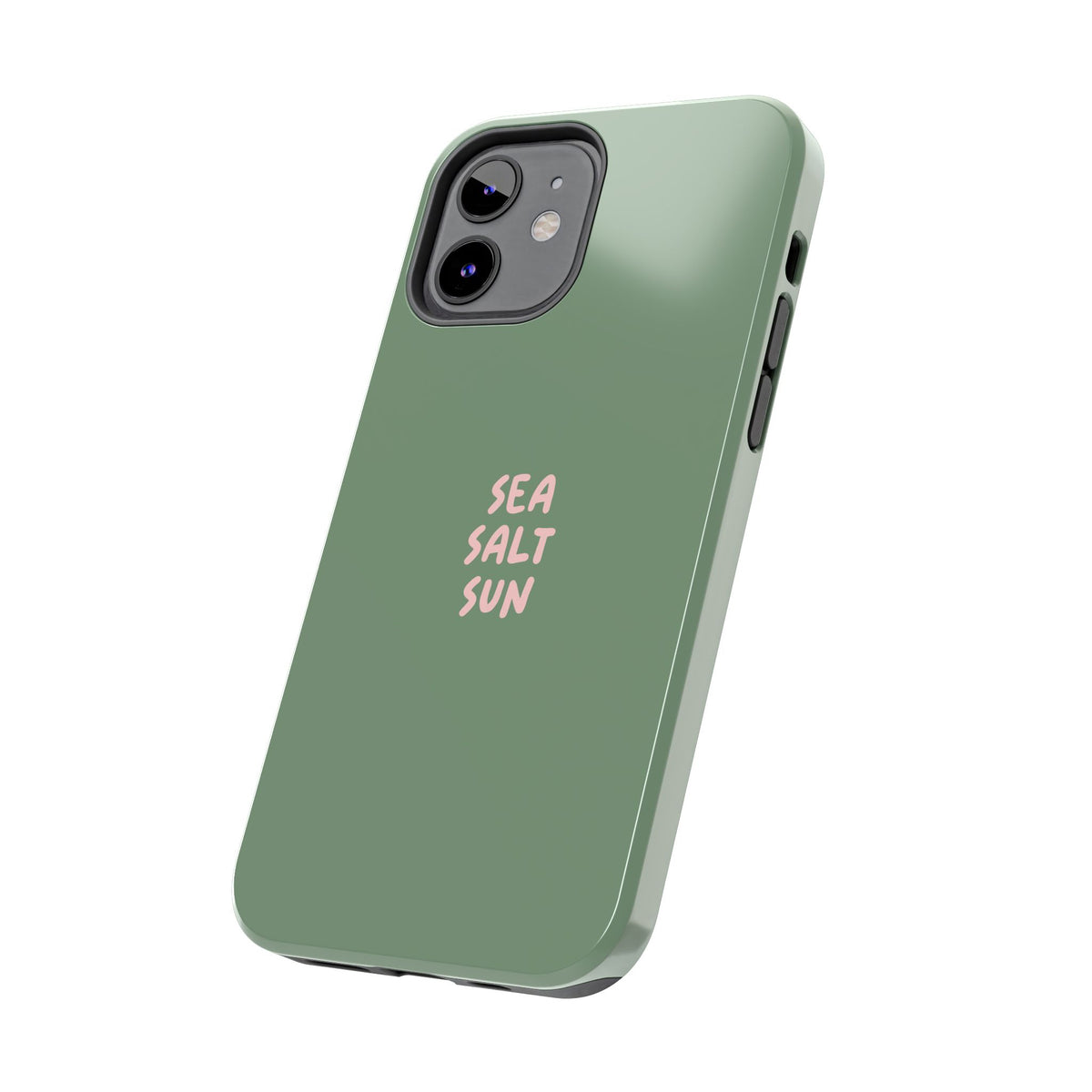 Funda de teléfono color verde con texto personalizado