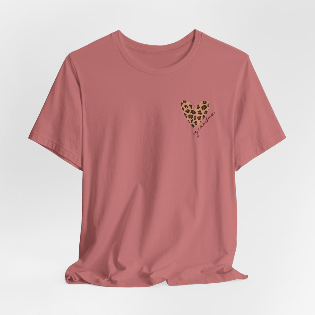 Leopard Heart Grandma T-Shirt Personalized