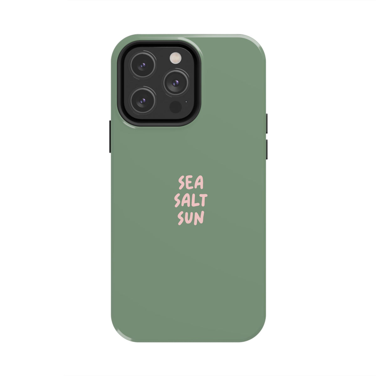 Funda de teléfono color verde con texto personalizado