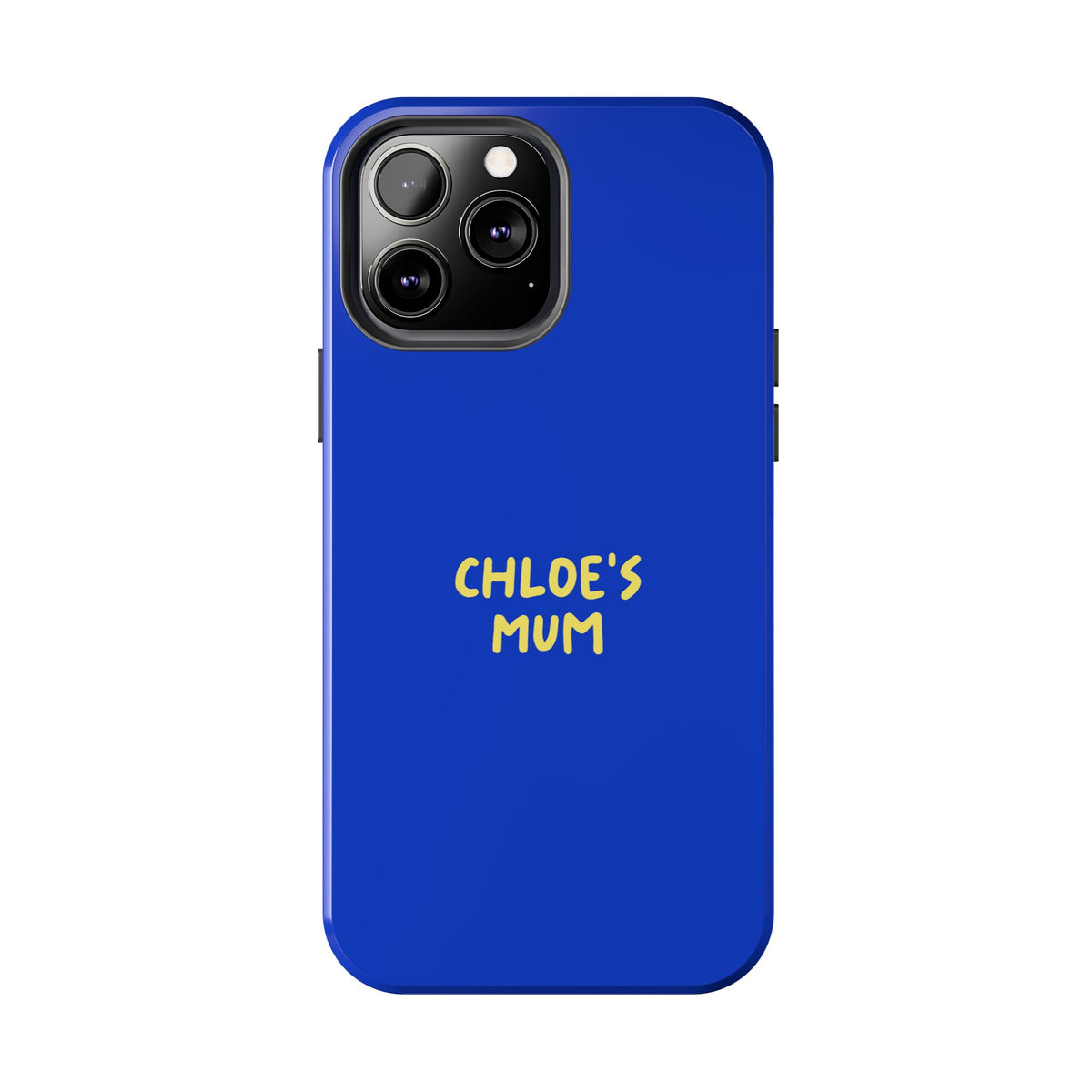 Funda de teléfono azul con texto personalizado
