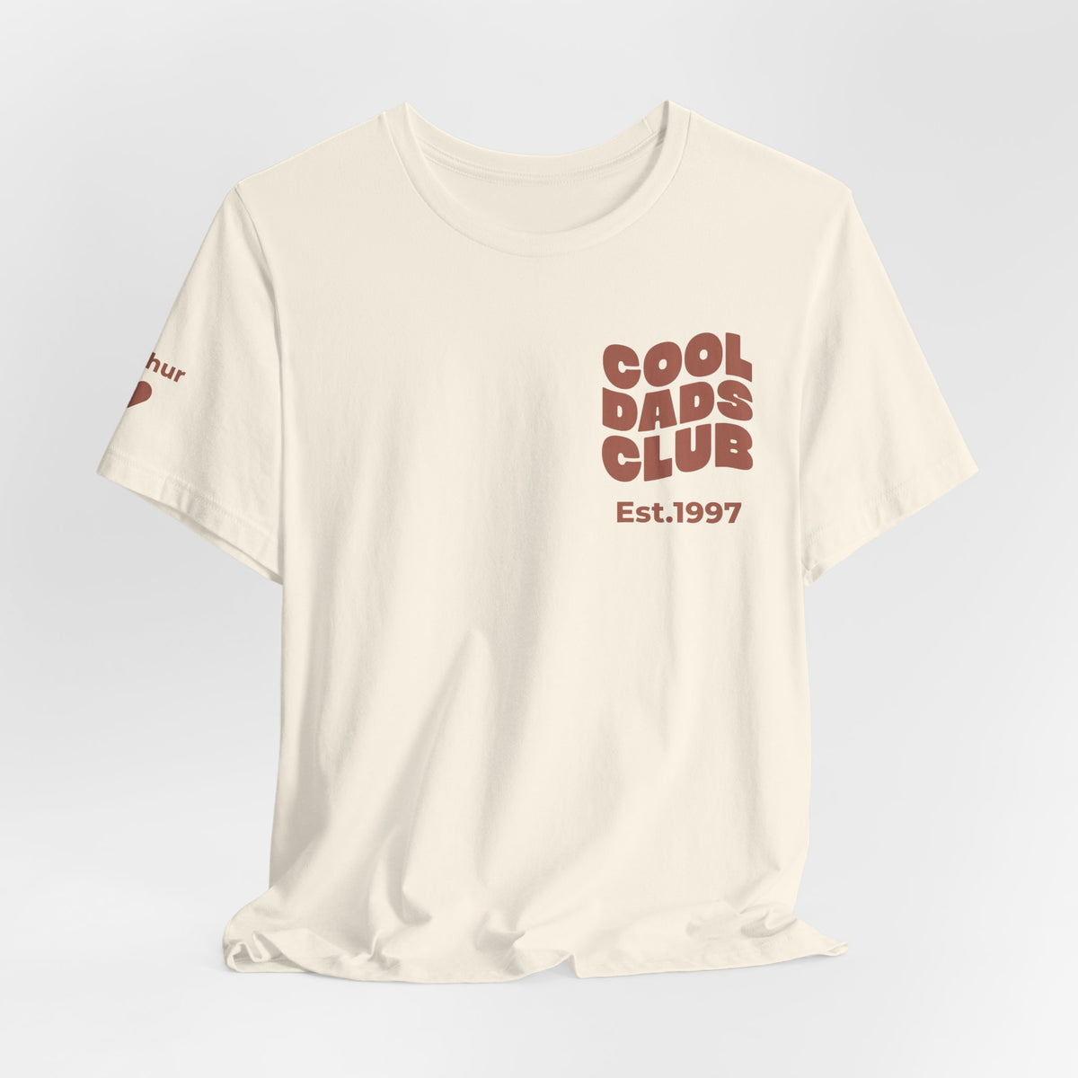 Camiseta Club de Padres Geniales y nombres en la manga