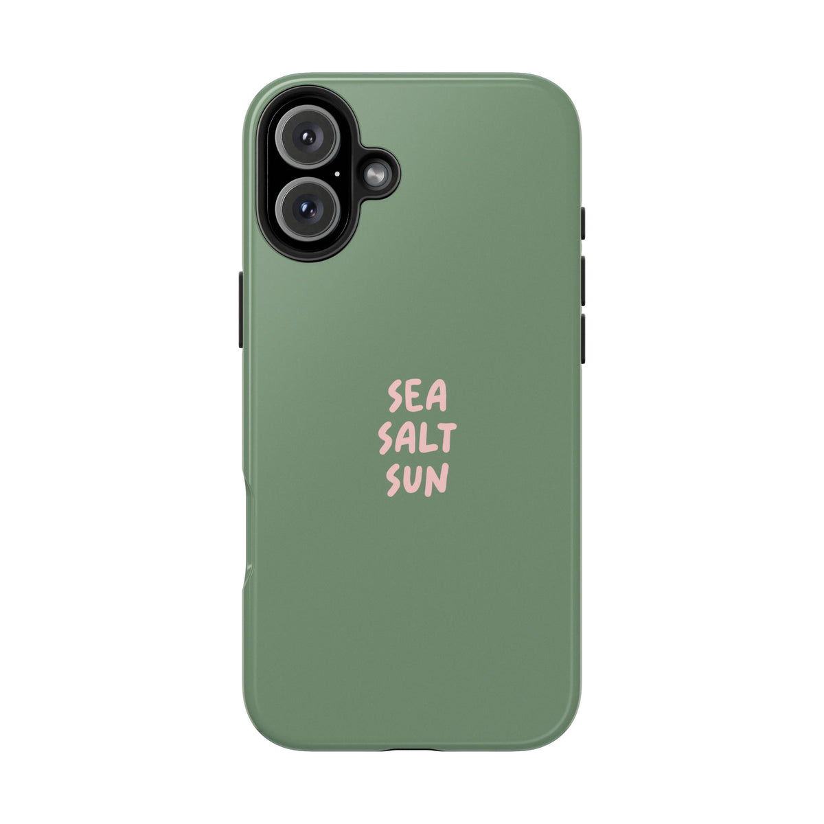 Funda de teléfono color verde con texto personalizado
