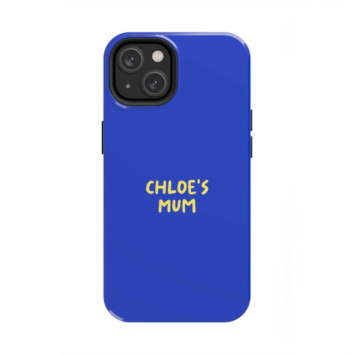 Funda de teléfono azul con texto personalizado