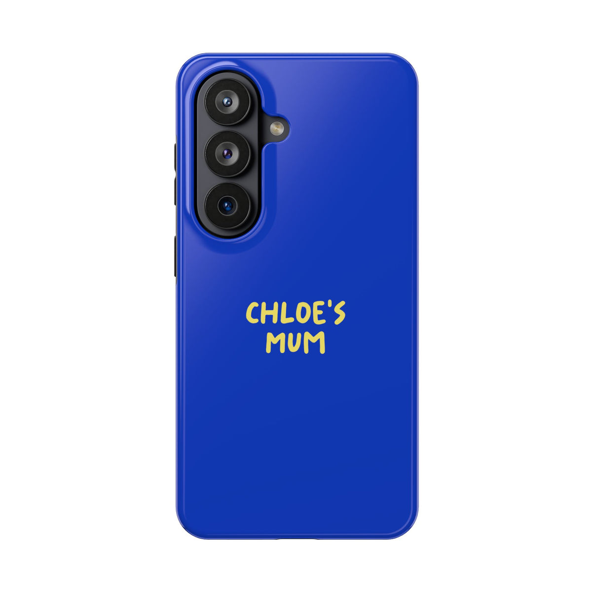 Funda de teléfono azul con texto personalizado