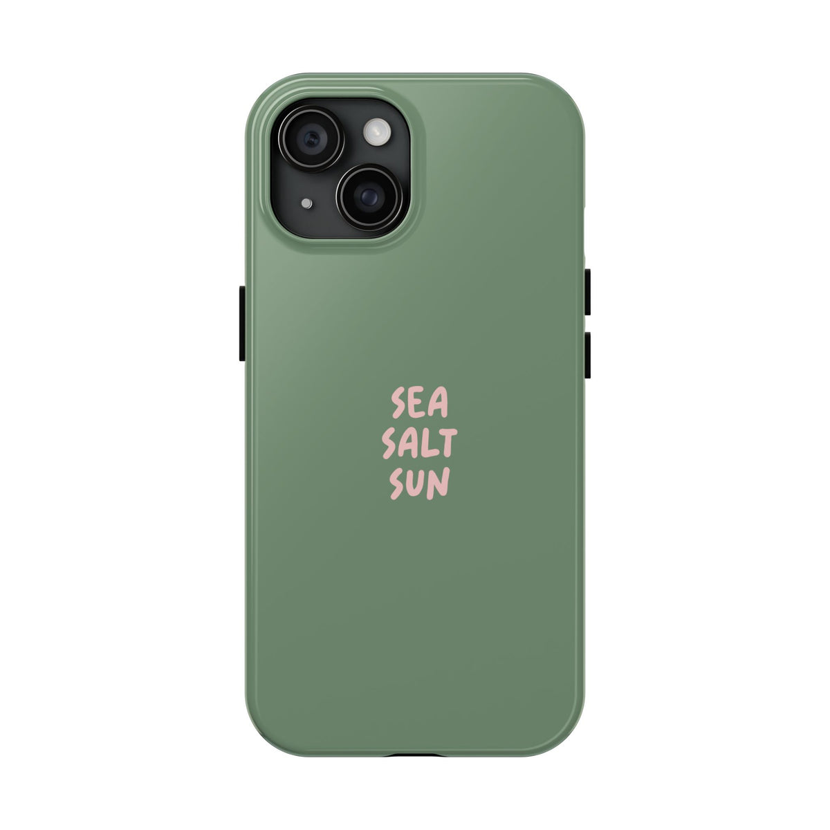 Funda de teléfono color verde con texto personalizado