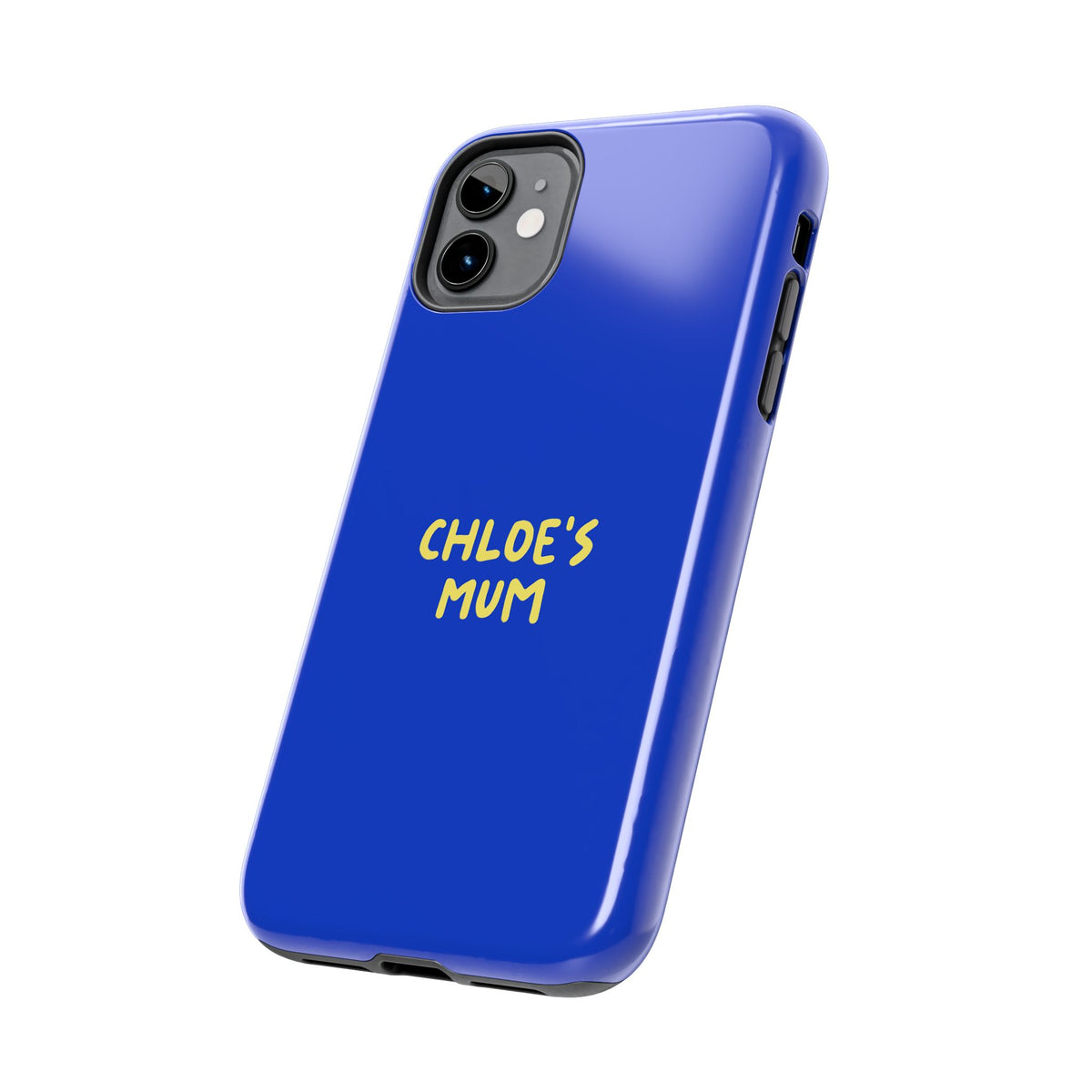 Funda de teléfono azul con texto personalizado