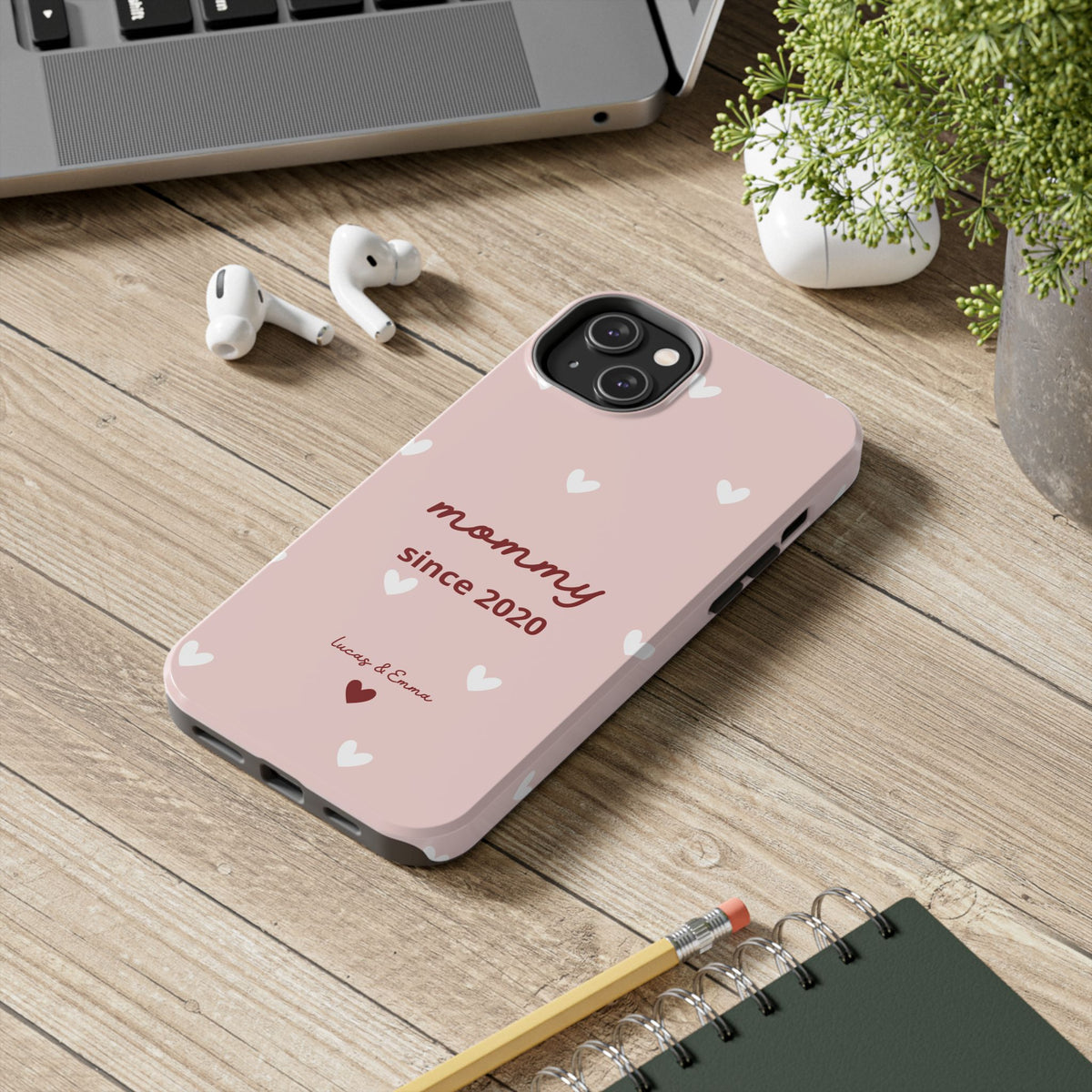 Funda de Teléfono para Mamá con Fecha y Nombres de los Hijos