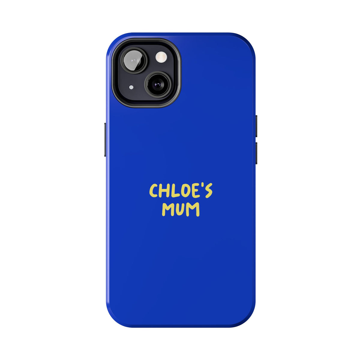 Funda de teléfono azul con texto personalizado