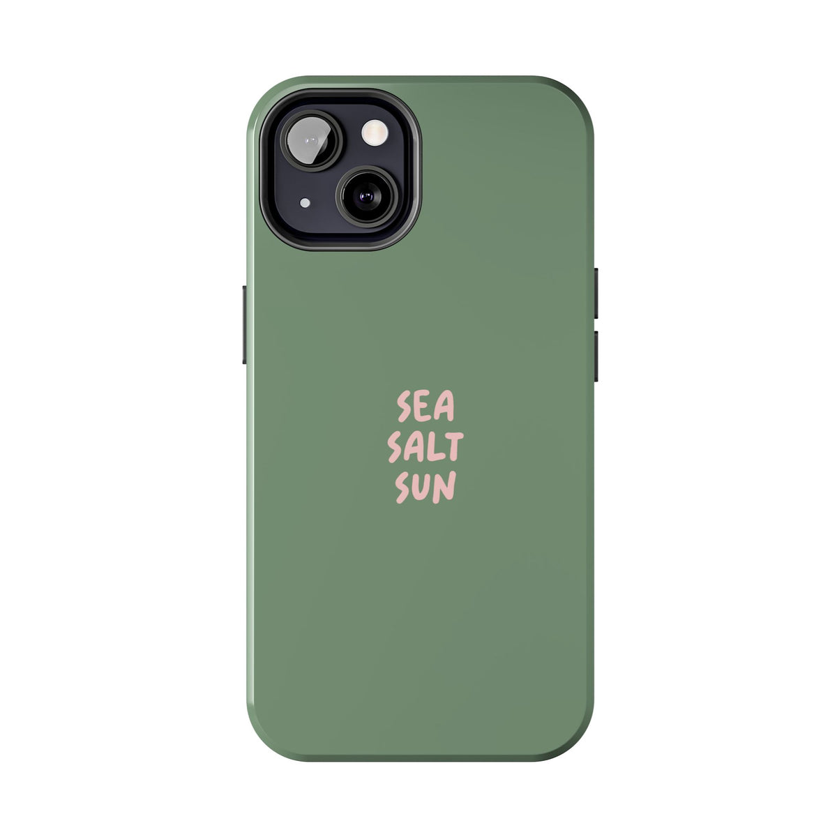 Funda de teléfono color verde con texto personalizado