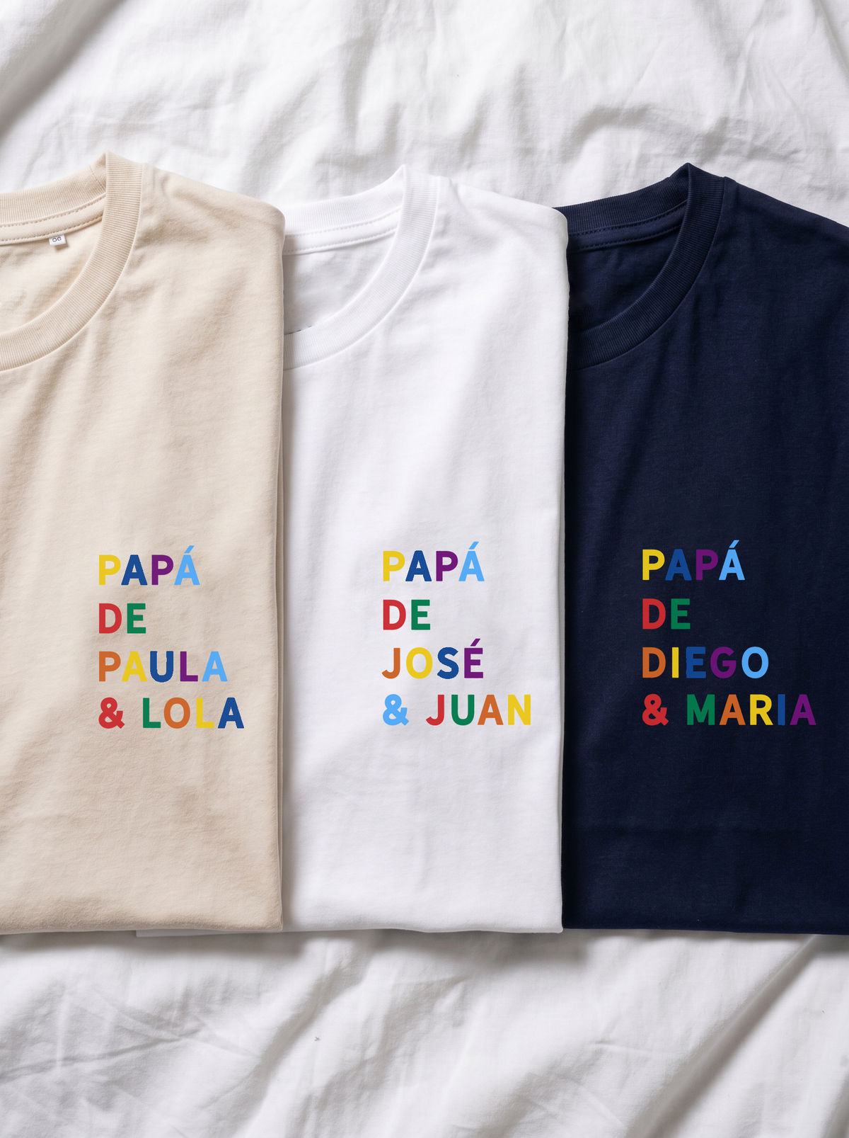 Camiseta Papá de con nombre multicolor