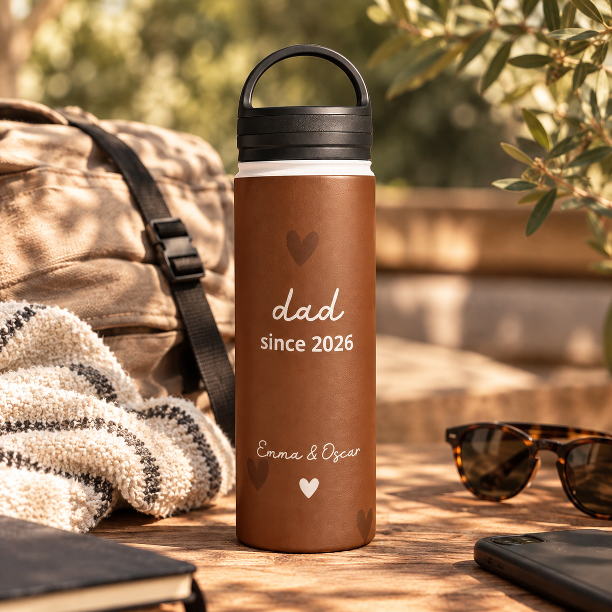 Botella de Agua "Papá Desde" con Nombres Personalizados