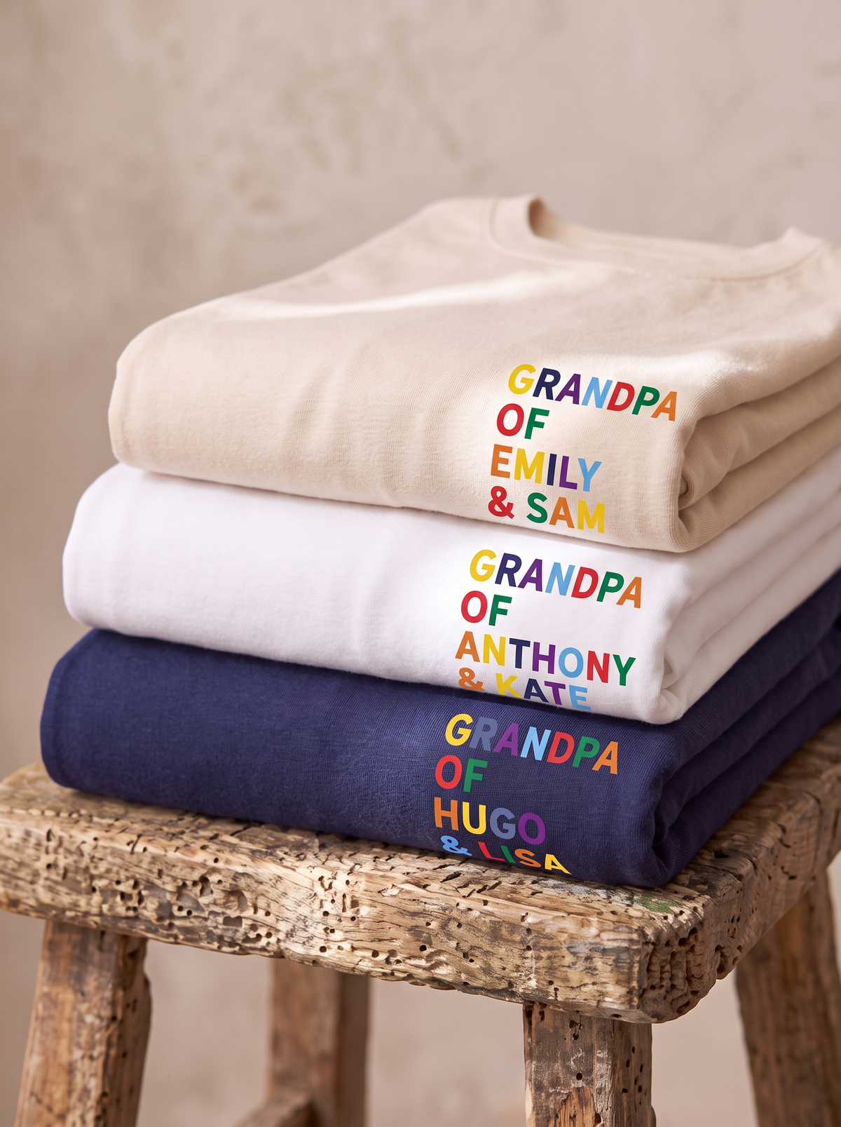 Camisa de Abuelo con Nombres Multicolor de los Nietos