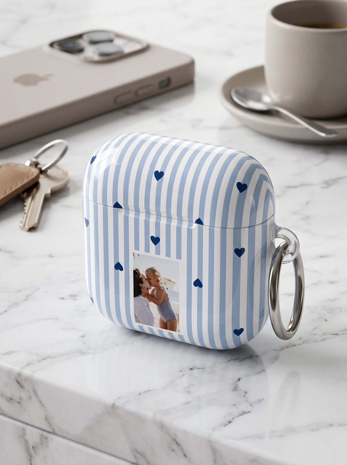 Copy of Blue Striped AirPods Case with Personalized Name